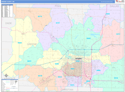 Greene County, MO Digital Map Color Cast Style