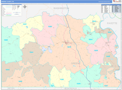 Greene County, PA Digital Map Color Cast Style