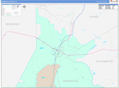 Greensville County, VA Digital Map Color Cast Style