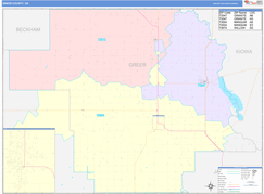 Greer County, OK Digital Map Color Cast Style