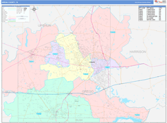 Gregg County, TX Digital Map Color Cast Style