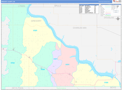 Gregory County, SD Digital Map Color Cast Style