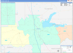 Grenada County, MS Digital Map Color Cast Style