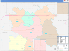 Grundy County, IA Digital Map Color Cast Style