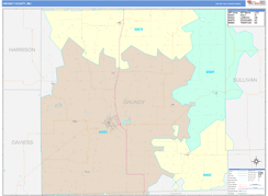 Grundy County, MO Digital Map Color Cast Style