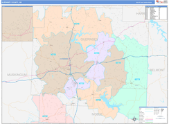 Guernsey County, OH Digital Map Color Cast Style