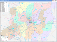 Guilford County, NC Digital Map Color Cast Style