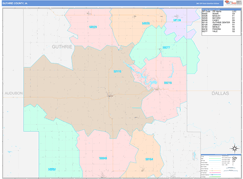 Guthrie County, IA Digital Map Color Cast Style