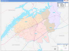 Hamblen County, TN Digital Map Color Cast Style