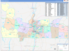 Hampden County, MA Digital Map Color Cast Style