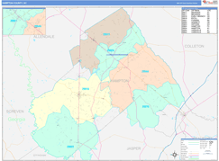 Hampton County, SC Digital Map Color Cast Style