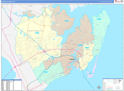 Hampton County, VA Digital Map Color Cast Style