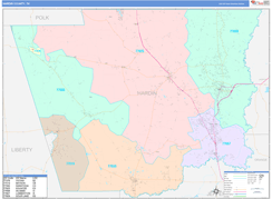 Hardin County, TX Digital Map Color Cast Style