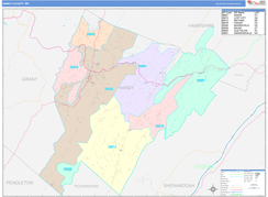 Hardy County, WV Digital Map Color Cast Style