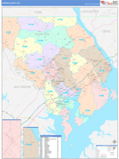 Harford County, MD Digital Map Color Cast Style