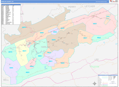 Harlan County, KY Digital Map Color Cast Style