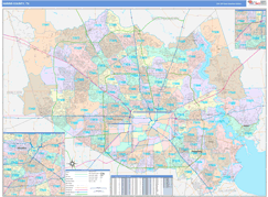 Harris County, TX Digital Map Color Cast Style