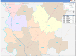 Harrison County, IA Digital Map Color Cast Style