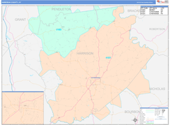 Harrison County, KY Digital Map Color Cast Style