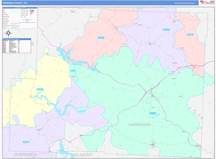 Harrison County, OH Digital Map Color Cast Style