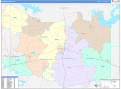 Harrison County, TX Digital Map Color Cast Style