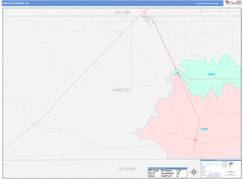 Hartley County, TX Digital Map Color Cast Style