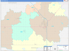 Harvey County, KS Digital Map Color Cast Style