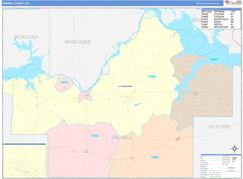 Haskell County, OK Digital Map Color Cast Style