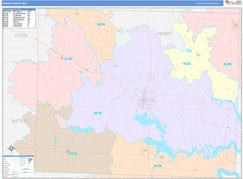 Henry County, MO Digital Map Color Cast Style