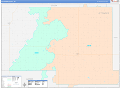 Hettinger County, ND Digital Map Color Cast Style