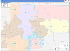 Hickory County, MO Digital Map Color Cast Style