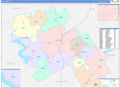 Hill County, TX Digital Map Color Cast Style