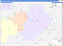 Hocking County, OH Digital Map Color Cast Style