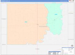 Hodgeman County, KS Digital Map Color Cast Style