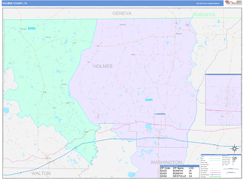 Holmes County, FL Digital Map Color Cast Style