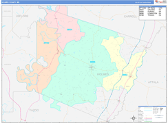 Holmes County, MS Digital Map Color Cast Style