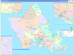 Honolulu County, HI Digital Map Color Cast Style