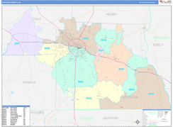 Houston County, AL Digital Map Color Cast Style