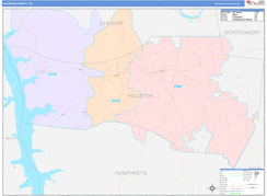Houston County, TN Digital Map Color Cast Style