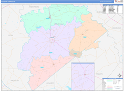 Houston County, TX Digital Map Color Cast Style