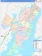 Hudson County, NJ Digital Map Color Cast Style