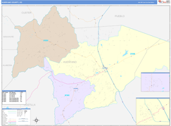 Huerfano County, CO Digital Map Color Cast Style