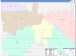 Hutchinson County, SD Digital Map Color Cast Style