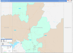 Hutchinson County, TX Digital Map Color Cast Style