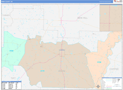 Irwin County, GA Digital Map Color Cast Style