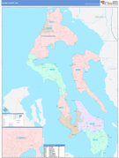 Island County, WA Digital Map Color Cast Style