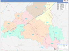 Jackson County, GA Digital Map Color Cast Style