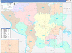 Jackson County, IL Digital Map Color Cast Style