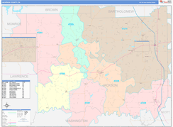 Jackson County, IN Digital Map Color Cast Style