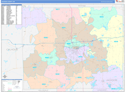 Jackson County, MI Digital Map Color Cast Style